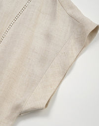 Women’s Linen Blend Shirt Dress – Casual Button Down Belted Maxi Dress