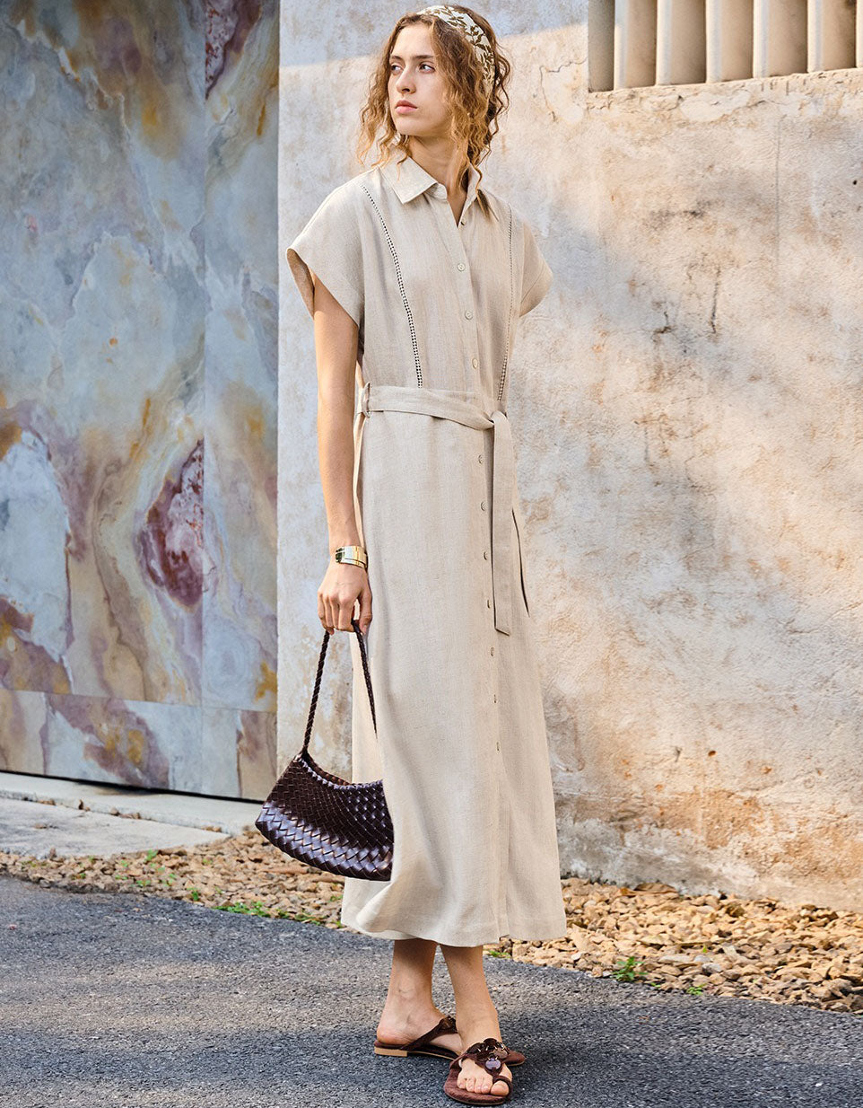Lightweight women’s linen blend dress for vacation and casual wear
