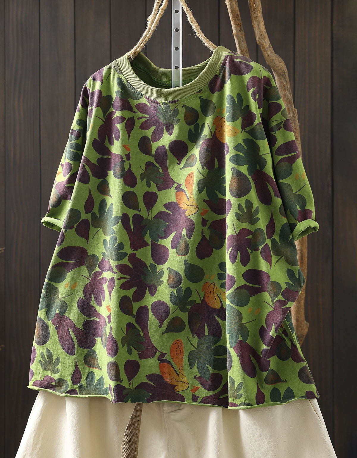 Summer Cotton Tee for Women, Relaxed Fit, Floral Print