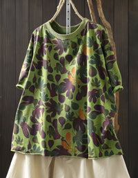 Summer Cotton Tee for Women, Relaxed Fit, Floral Print