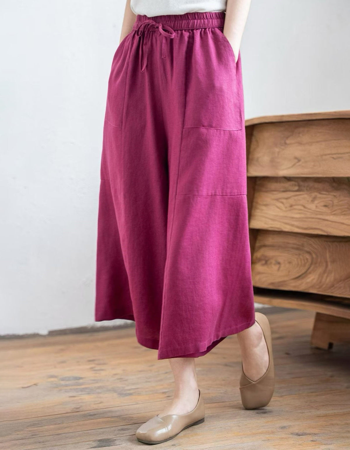 Breathable summer linen palazzo pants for women
