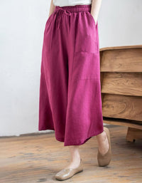 Breathable summer linen palazzo pants for women
