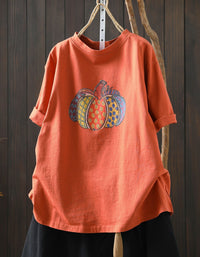 Women Autumn Pumpkin Graphic Loose Fit T-Shirt