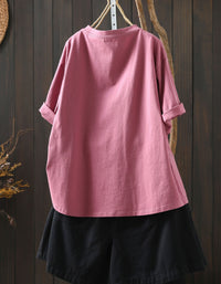 Women loose pink pumpkin graphic cotton T-shirt front view