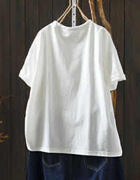 Minimalist White T-Shirt with Scarf Detail for Women