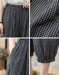 Stylish black checkered pants women minimal casual look