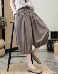 Loose fit light coffee check pants women relaxed outfit