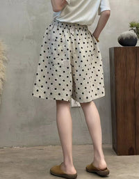 Women’s Casual Wide Leg Bermuda Shorts – Polka Dot Loose Fit Trousers