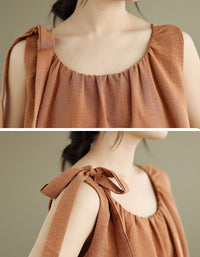Women relaxed fit sleeveless top and wide leg pants