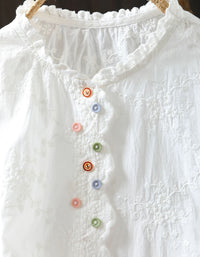 casual white embroidered blouse women everyday linen shirt 2026 May Women's Collection