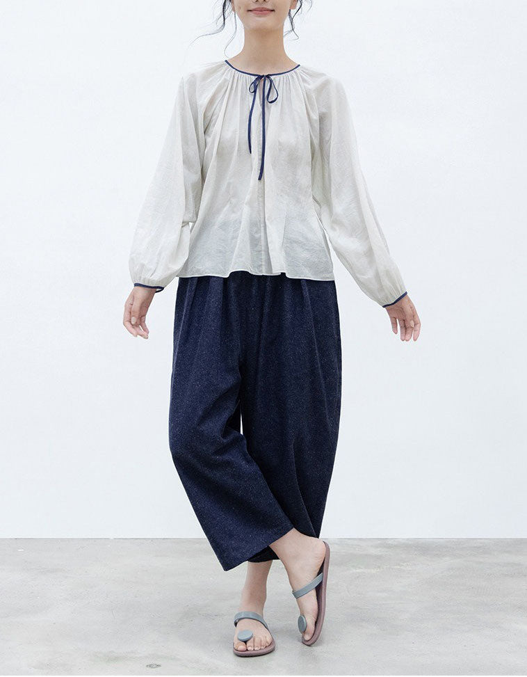 Vintage Style White Loose Fit Cotton Peasant Top