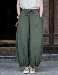 Boho Linen Balloon Pants Women Relaxed Fit Summer Style