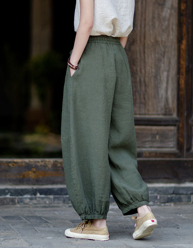 Oversized Boho Linen Pants Women Relaxed Streetwear