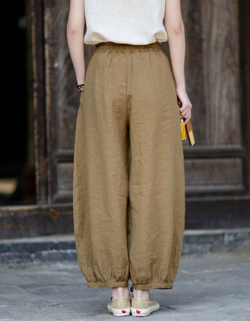 Everyday Linen Harem Pants Women Loose Fit Comfort