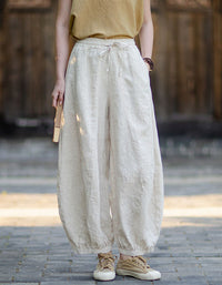 Women Summer Linen Pants Loose Fit Casual Street Style