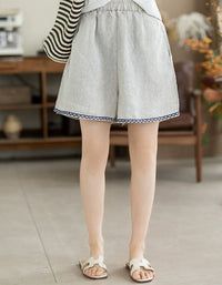 Breathable cotton linen lounge shorts women