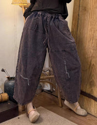 Women Summer Plaid Pattern Cotton Straight Pants
