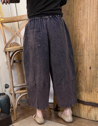 Women Summer Plaid Pattern Cotton Straight Pants