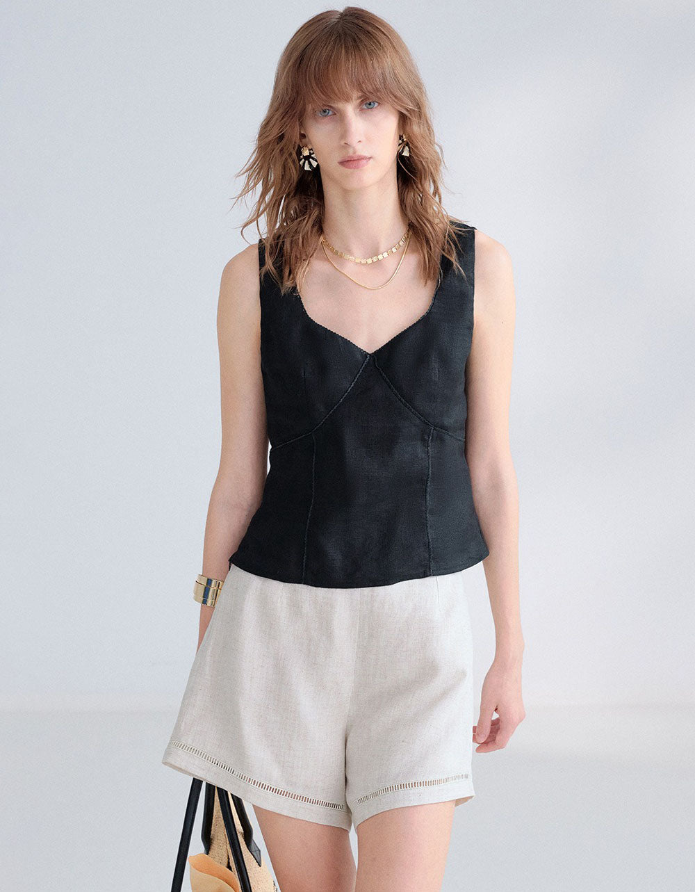 Casual chic women’s black summer tank blouse