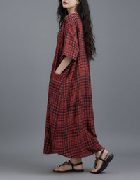 Casual oversized gingham maxi dress with flowy fit