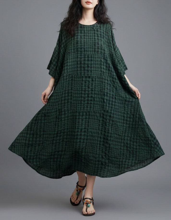 Women’s Casual Plaid A-Line Maxi Dress