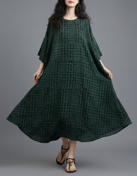 Women’s Casual Plaid A-Line Maxi Dress