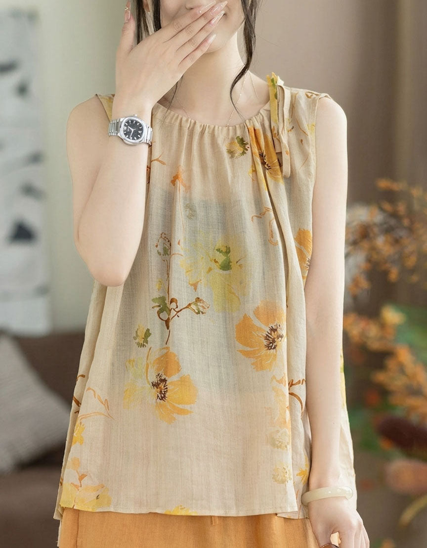 Women Loose Fit Floral Tank Top Lightweight Summer Wear
