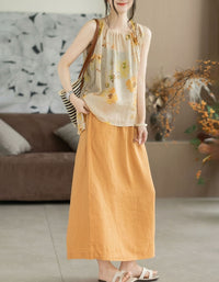 Women Floral Print Tank Top Lightweight Loose Blouse