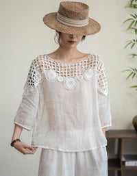 Casual Pink Linen Shirt Women Oversized Summer Top