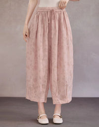 Casual Floral Palazzo Pants Women Elastic Waist