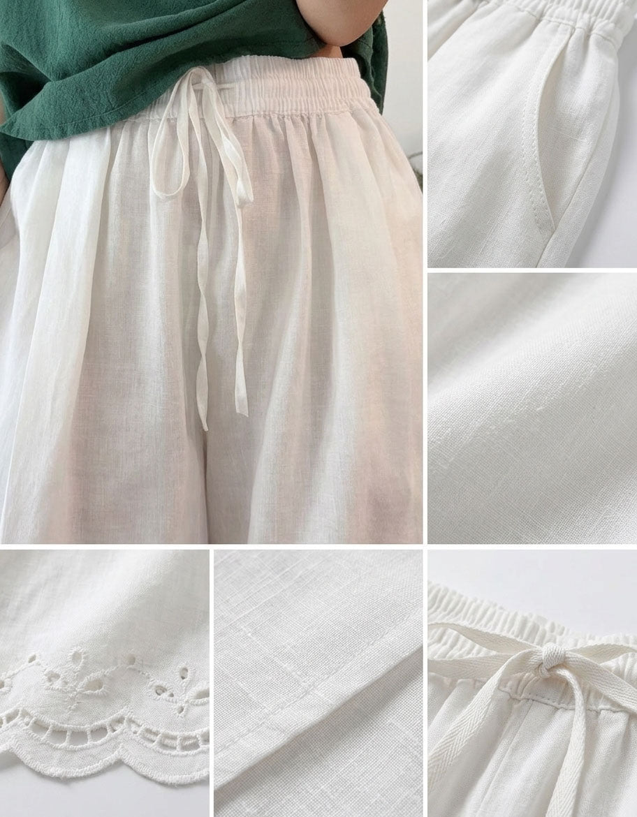 Minimalist Wide Leg Summer Shorts for Women – Breathable Linen Blend Casual Wear