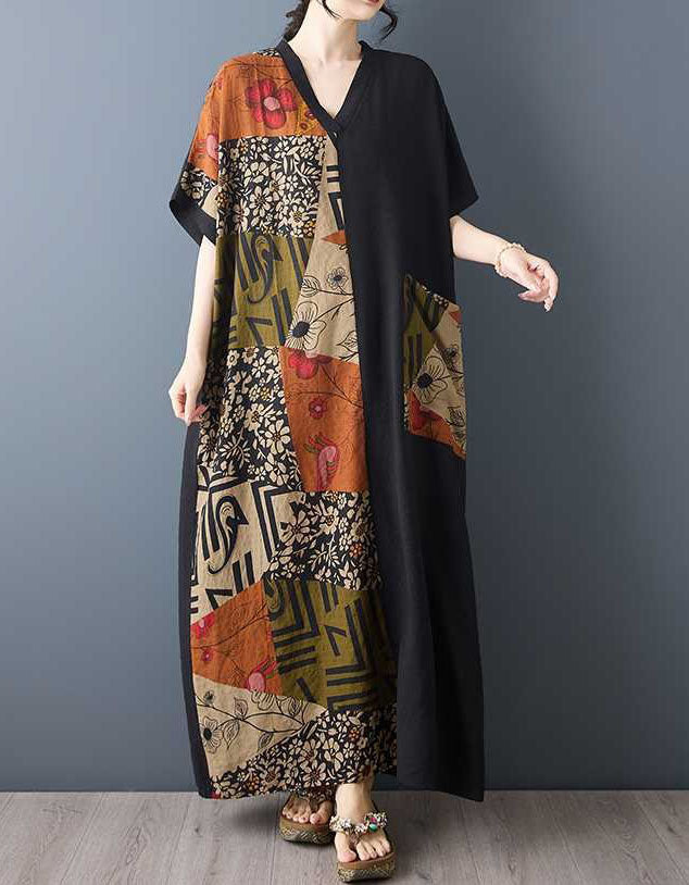 Women's Artistic Print Relaxed Bohemian Maxi Dress