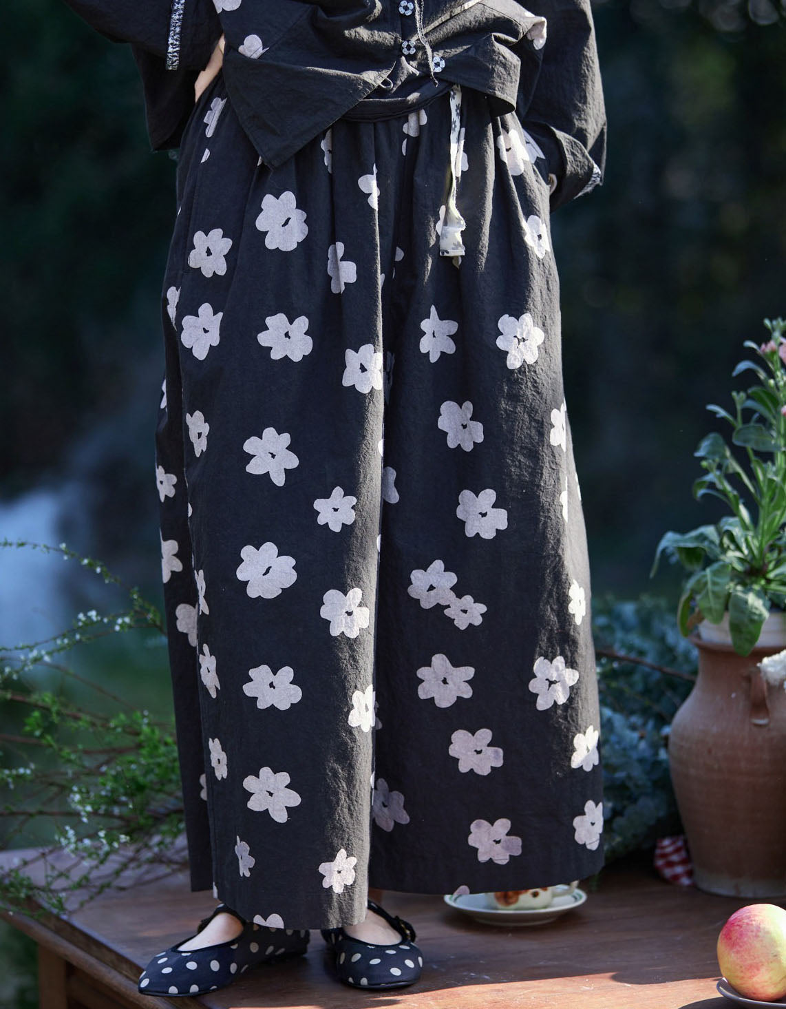 Boho Wide Leg Floral Trousers for Women Summer