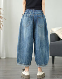 Women's Lightweight Wide Leg Denim Trousers Casual