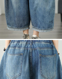 Comfortable Elastic Waist Cropped Jeans for Women