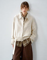 Women's Lightweight Linen Plaid Shirt for Everyday Wear