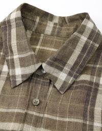 Women's Classic Plaid Linen Collared Shirt