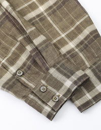 Women's Oversized Plaid Linen Casual Blouse