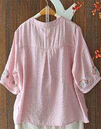 Lightweight Embroidered Cotton Linen Tunic Top