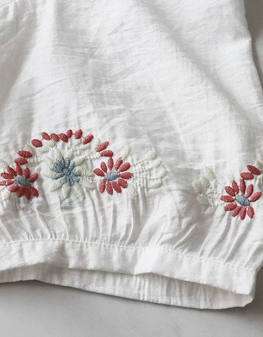 Bohemian Embroidered Linen Blend Loose Blouse