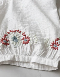 Bohemian Embroidered Linen Blend Loose Blouse