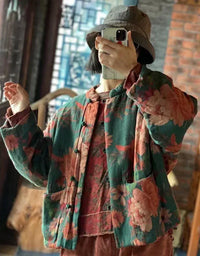 Women Vintage Floral Quilted Jacket Cardigan - Islinen