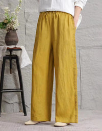 comfortable loose linen trousers women casual outfit