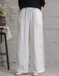 Comfortable Vintage Linen Wide Leg Pants Women