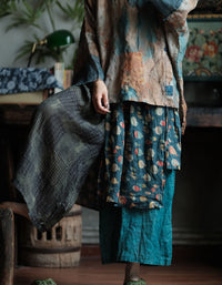 Women’s Oversized Boho Lounge Pants – Handmade Look Patchwork Cotton Linen Palazzo Pants