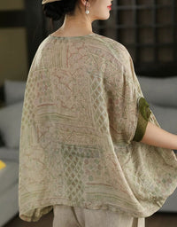 Breathable Leaf Print Linen Top for Everyday Wear