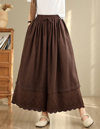 Summer Boho Skirt Pants Women – Lightweight Flowy Wide Leg Trousers