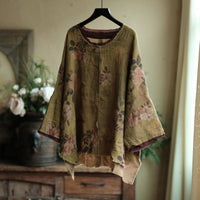 Vintage floral blouse wide sleeve relaxed fit