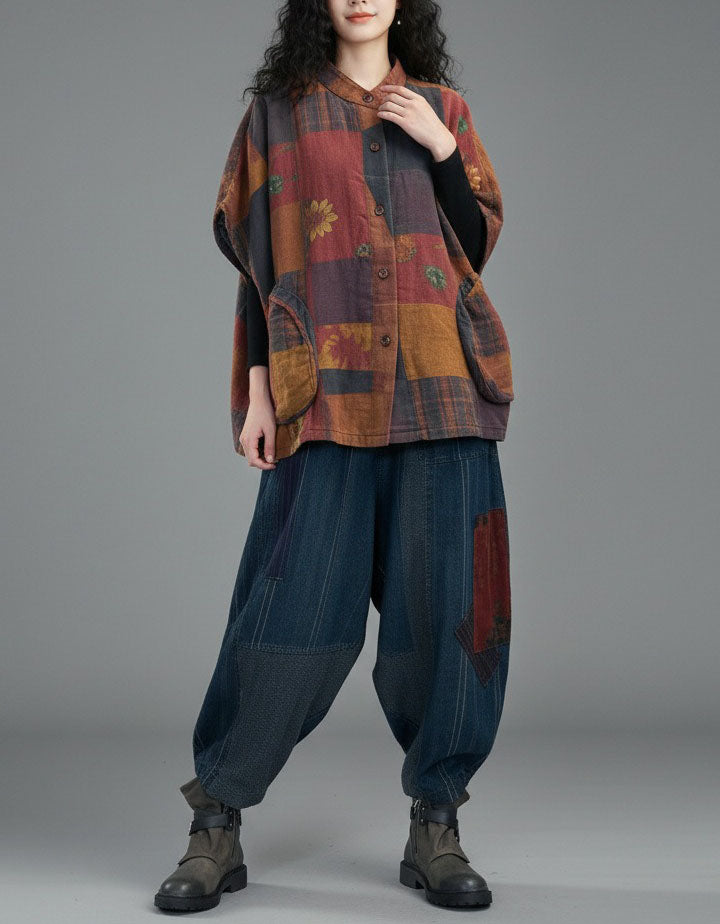 Women's Vintage Floral Patchwork Oversized Jacket