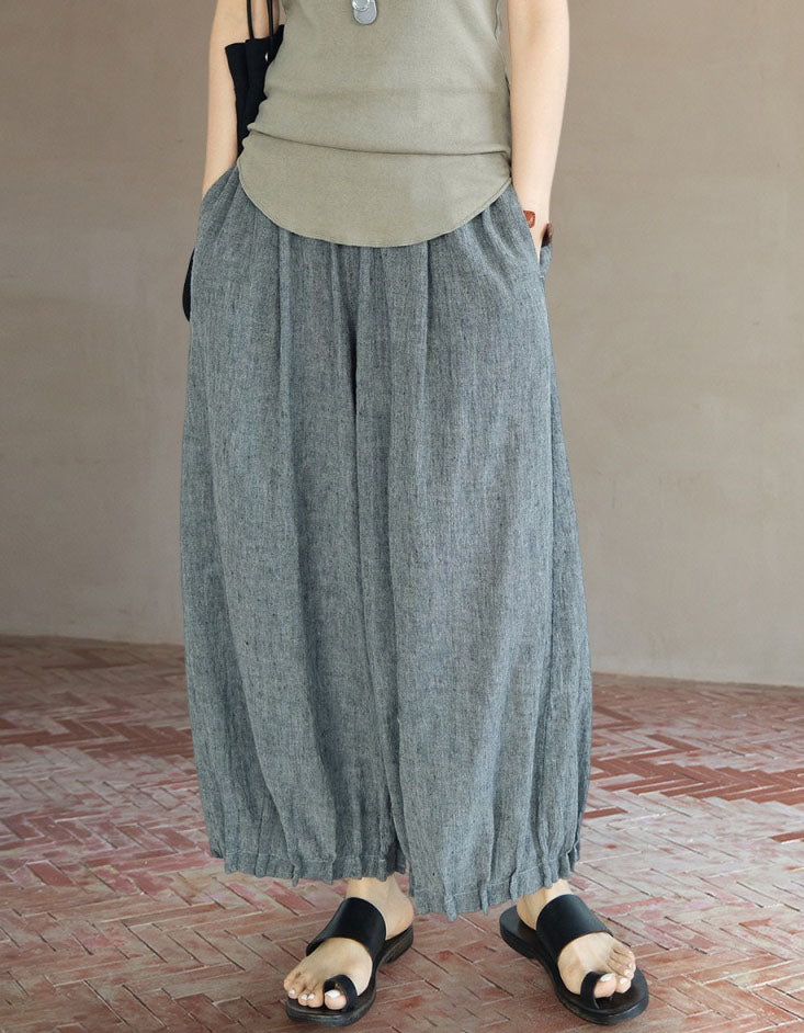 Boho Wide Leg Linen Pants Women Loose Fit